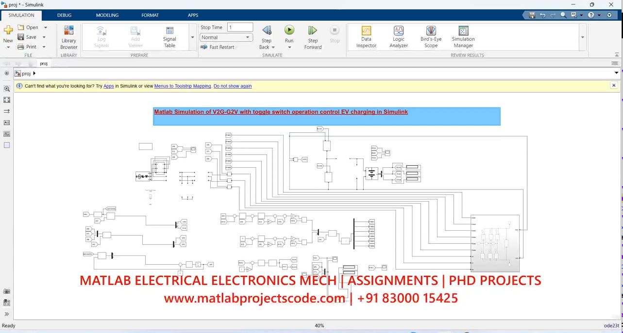 Matlab Simulation Of Bidirectional V2G-G2V With Toggle Switch Operation Control Ev Charging In Simulink - Phd Research project thumbnail image
