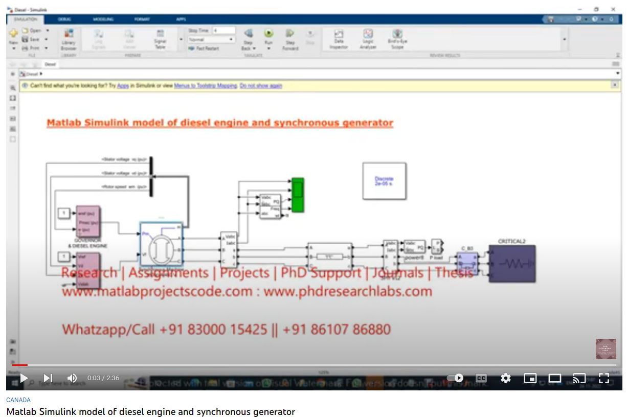 MATLAB SIMULINK Model of Diesel Engine and Synchronous Generator project thumbnail image