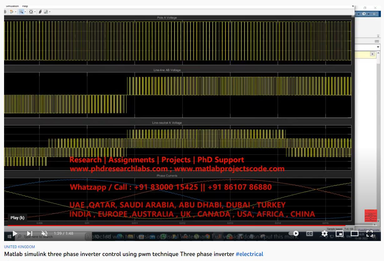 MATLAB SIMULINK for Three Phase Inverter Control using Pwm Technique_Three Phase Inverter project thumbnail image