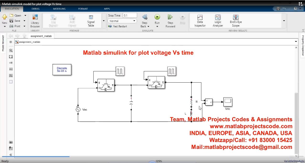 Matlab Simulink Model For Plot Voltage Vs Time project thumbnail image