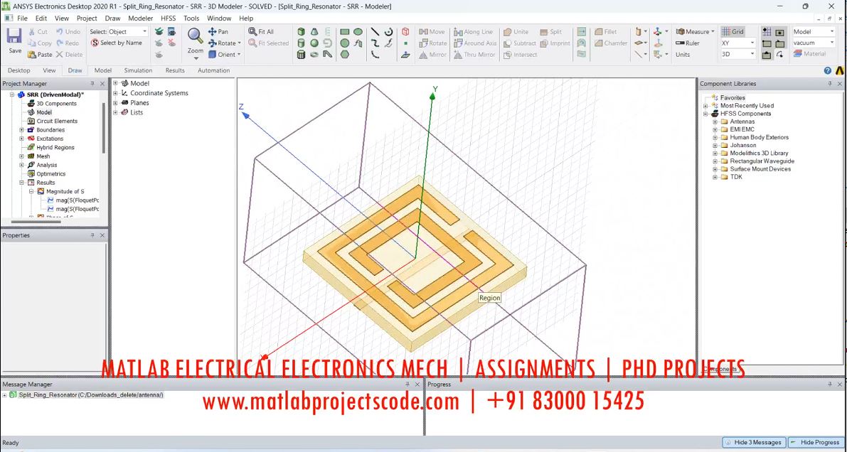 Metamaterial Srr Square Ring Resonator With Permeability - Hfss Antenna Design project thumbnail image