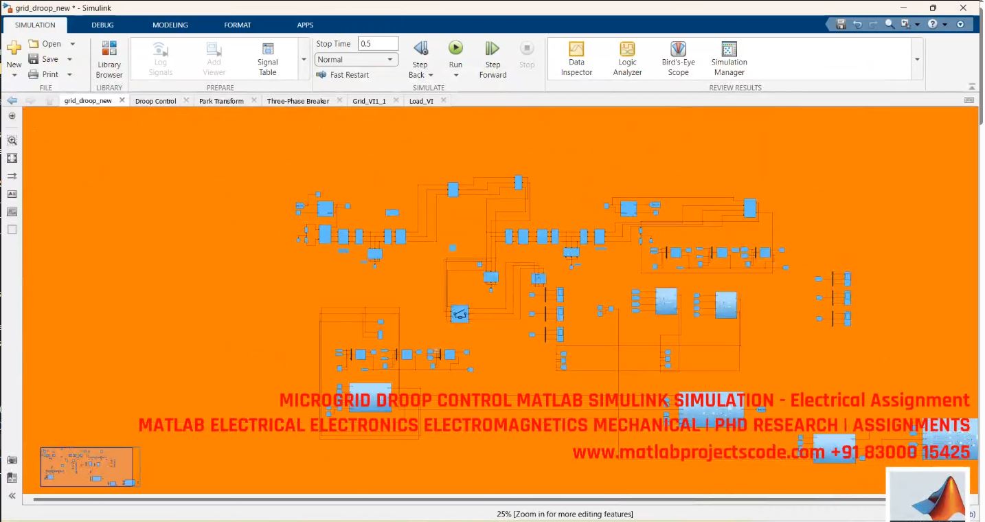 Microgrid Droop Control Strategy - Matlab Simulink Simulation For Power Sharing Stability project thumbnail image