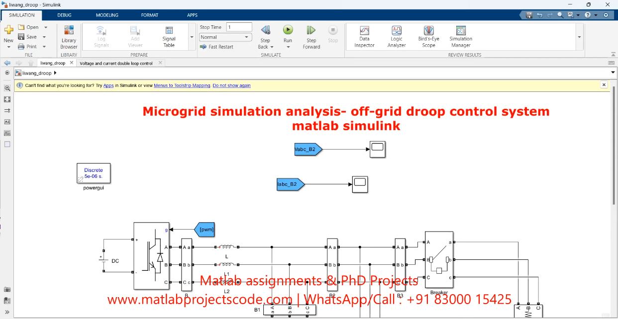 Microgrid Simulation Analysis- Off-Grid Droop Control System Matlab Simulink project thumbnail image