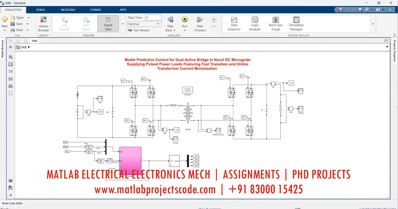 Model Predictive Control For Dual Active Bridge In Naval Dc Microgrids - Matlab Simulink Simulation project thumbnail image