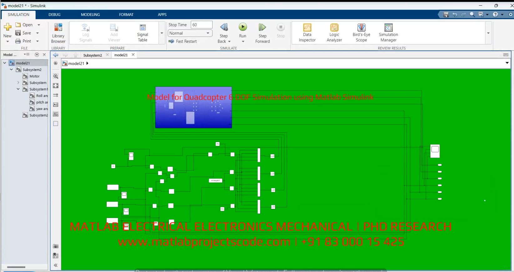 Model For Quadcopter 6 Dof Simulation Using Matlab Simulink project thumbnail image