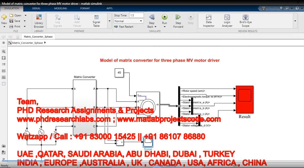 Model Of Matrix Converter For Three Phase Mv Motor Driver - Matlab Simulink project thumbnail image