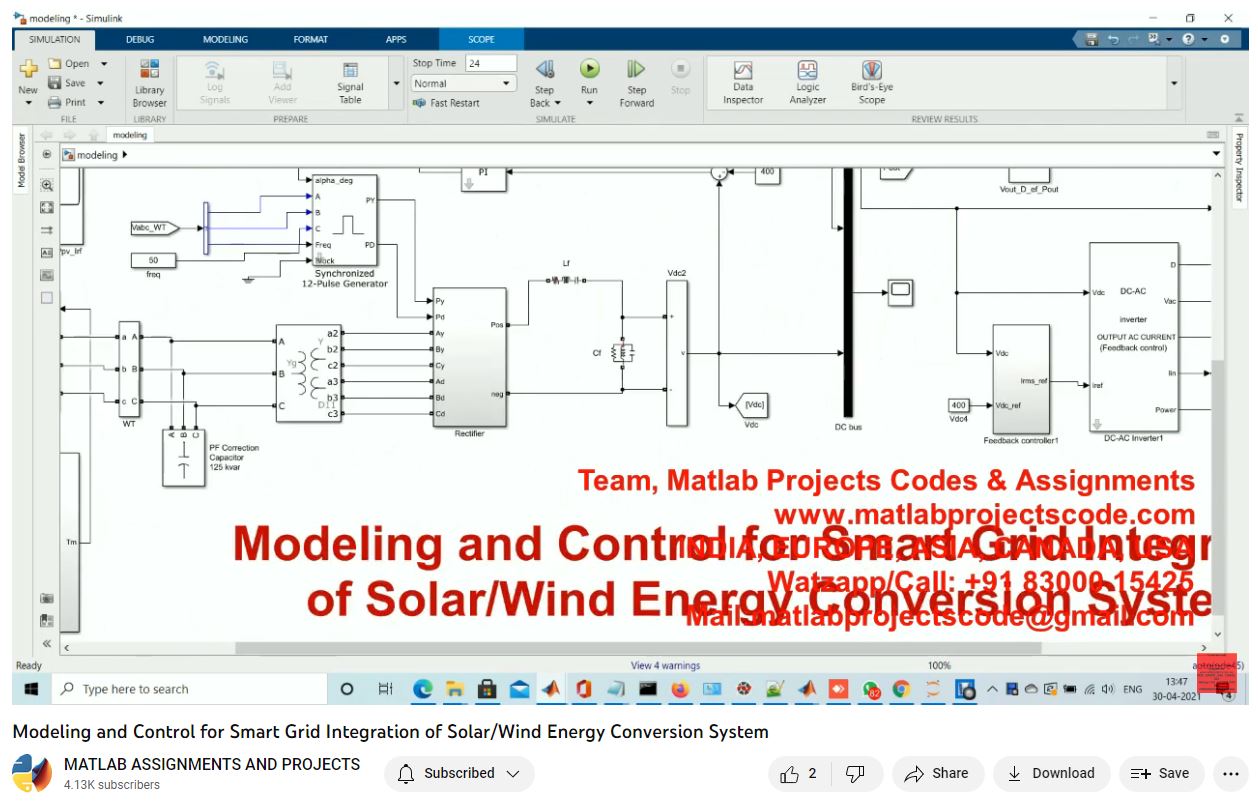 Modeling And Control For Smart Grid Integration Of Solar_Wind Energy Conversion System project simulation thumbnail for Renewable Energy Engineering