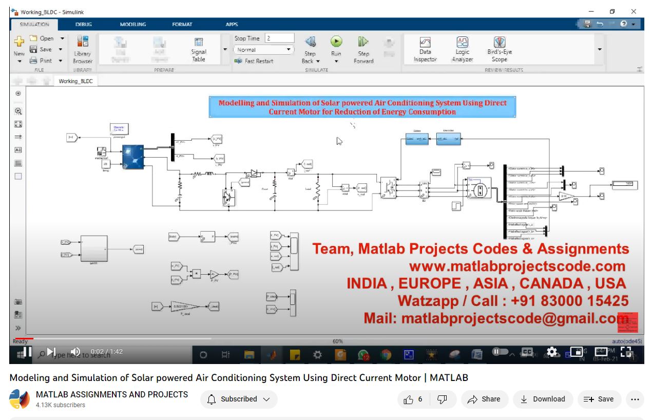 Modeling And Simulation Of Solar Powered Air Conditioning System Using Direct Current Motor _ Matlab project thumbnail image