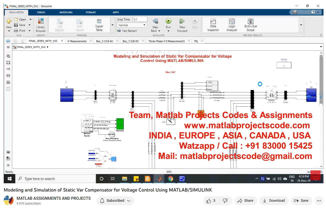 Modeling And Simulation Of Static Var Compensator For Voltage Control Using Matlab_Simulink-Matlab Simulink-Electrical Assignments-Projects-Phd Research project thumbnail image