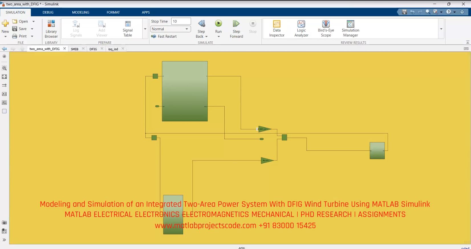 Modeling And Simulation Of An Integrated Two-Area Power System With Dfig Wind Turbine Using Matlab Simulink project thumbnail image