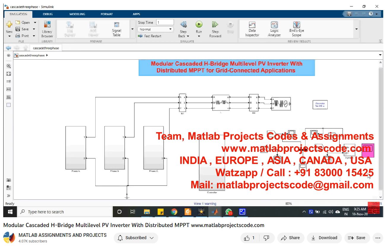Modular Cascaded H-Bridge Multilevel Pv Inverter With Distributed Mppt-Matlab Simulink-Electrical Assignments-Projects-Phd Research project simulation thumbnail for Renewable Energy Engineering