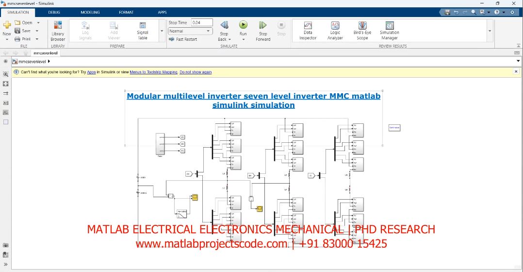Modular Multilevel Inverter Seven Level Inverter Mmc Matlab Simulink Simulation - Electrical Phd Research project thumbnail image