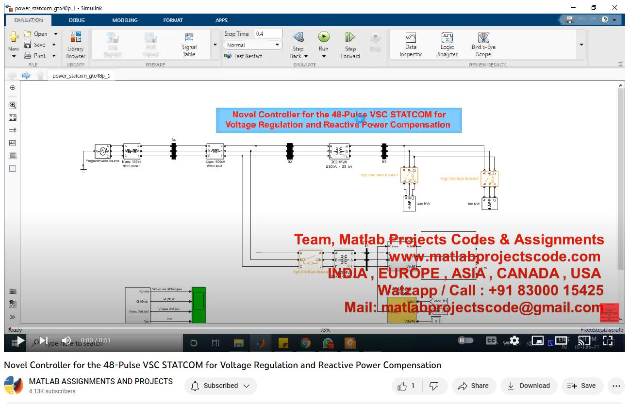 Novel Controller For The 48-Pulse Vsc Statcom For Voltage Regulation And Reactive Power Compensation project simulation thumbnail for Renewable Energy Engineering