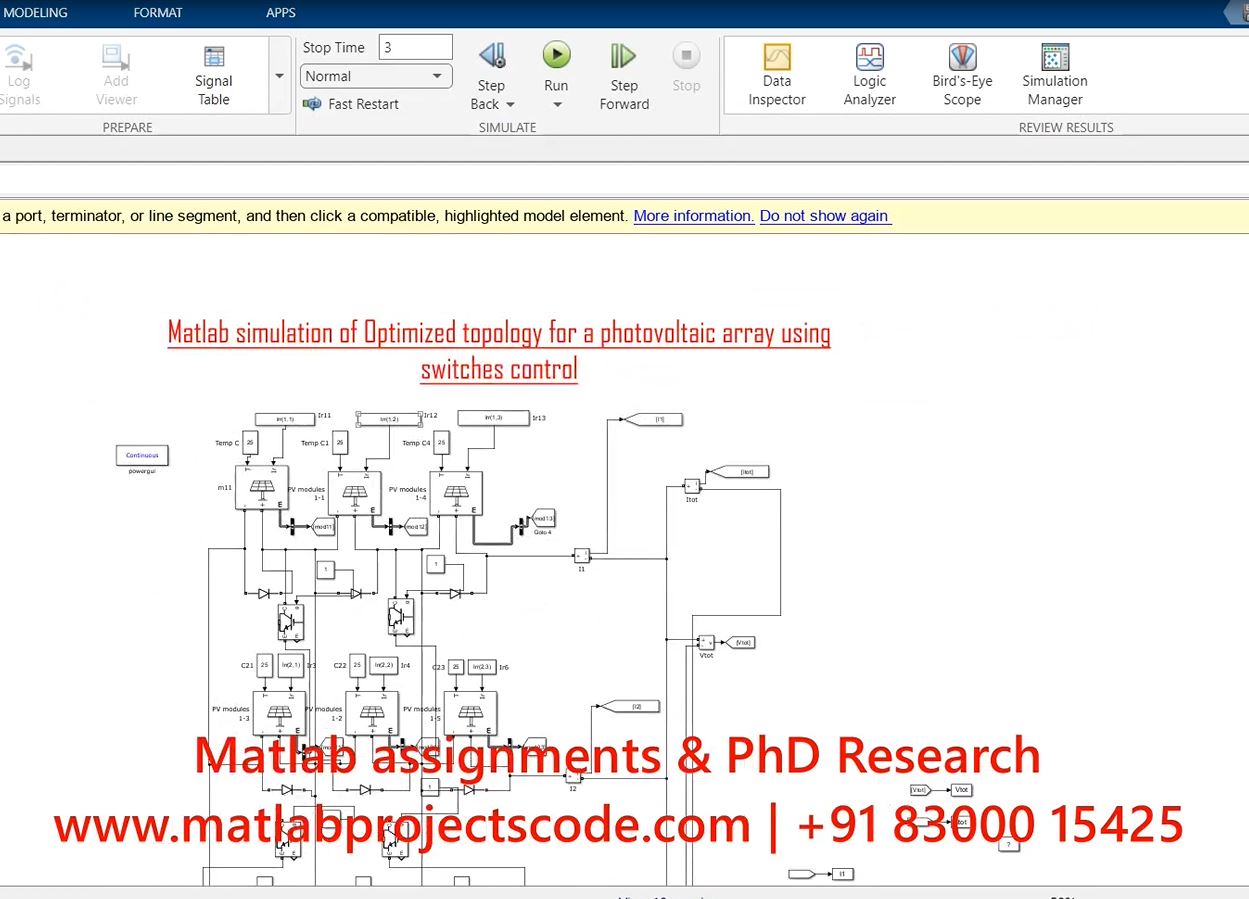 Optimized Topology For A Photovoltaic Array Using Switches Control - Matlab Simulation project thumbnail image