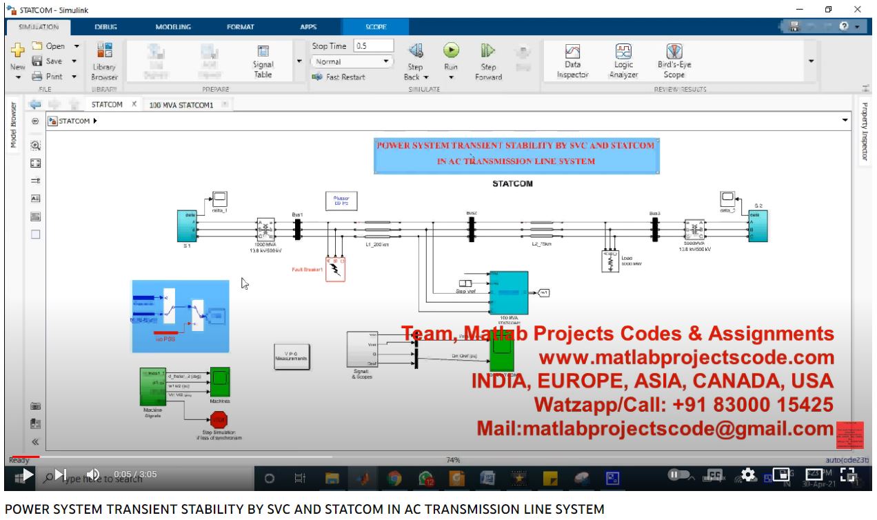 Power System Transient Stability By Svc And Statcom In Ac Transmission Line System project simulation thumbnail for Renewable Energy Engineering