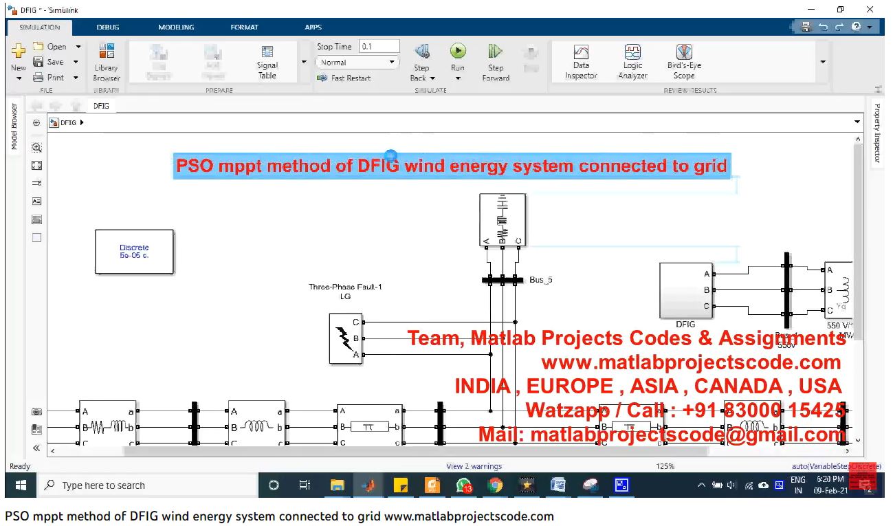 Pso Mppt Method Of Dfig Wind Energy System Connected To Grid project simulation thumbnail for Renewable Energy Engineering