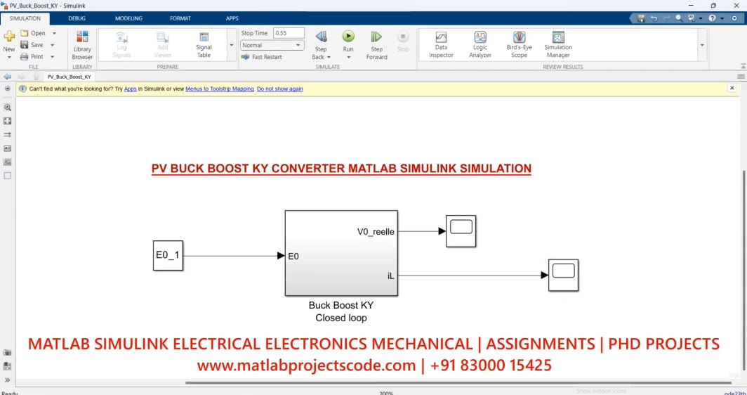 Pv Buck Boost Ky Converter Matlab Simulink Simulation-Electrical project thumbnail image