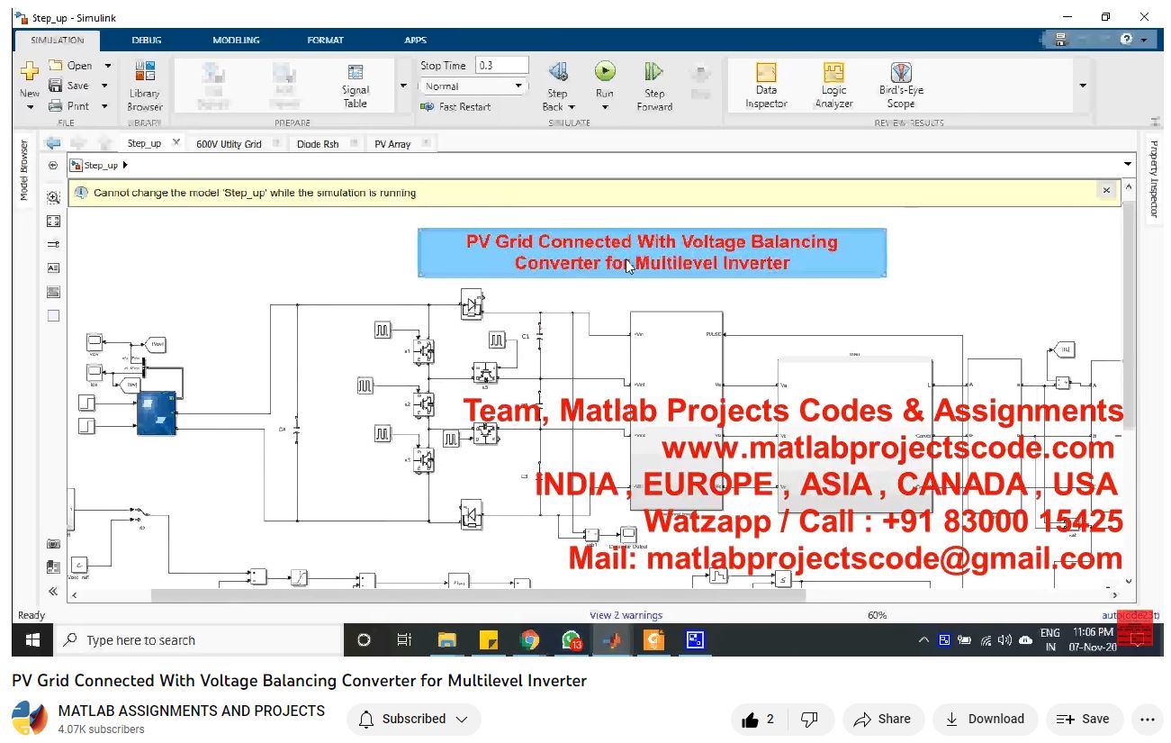 Pv Grid Connected With Voltage Balancing Converter For Multilevel Inverter-Matlab Simulink-Electrical Assignments-Projects-Phd Research project thumbnail image