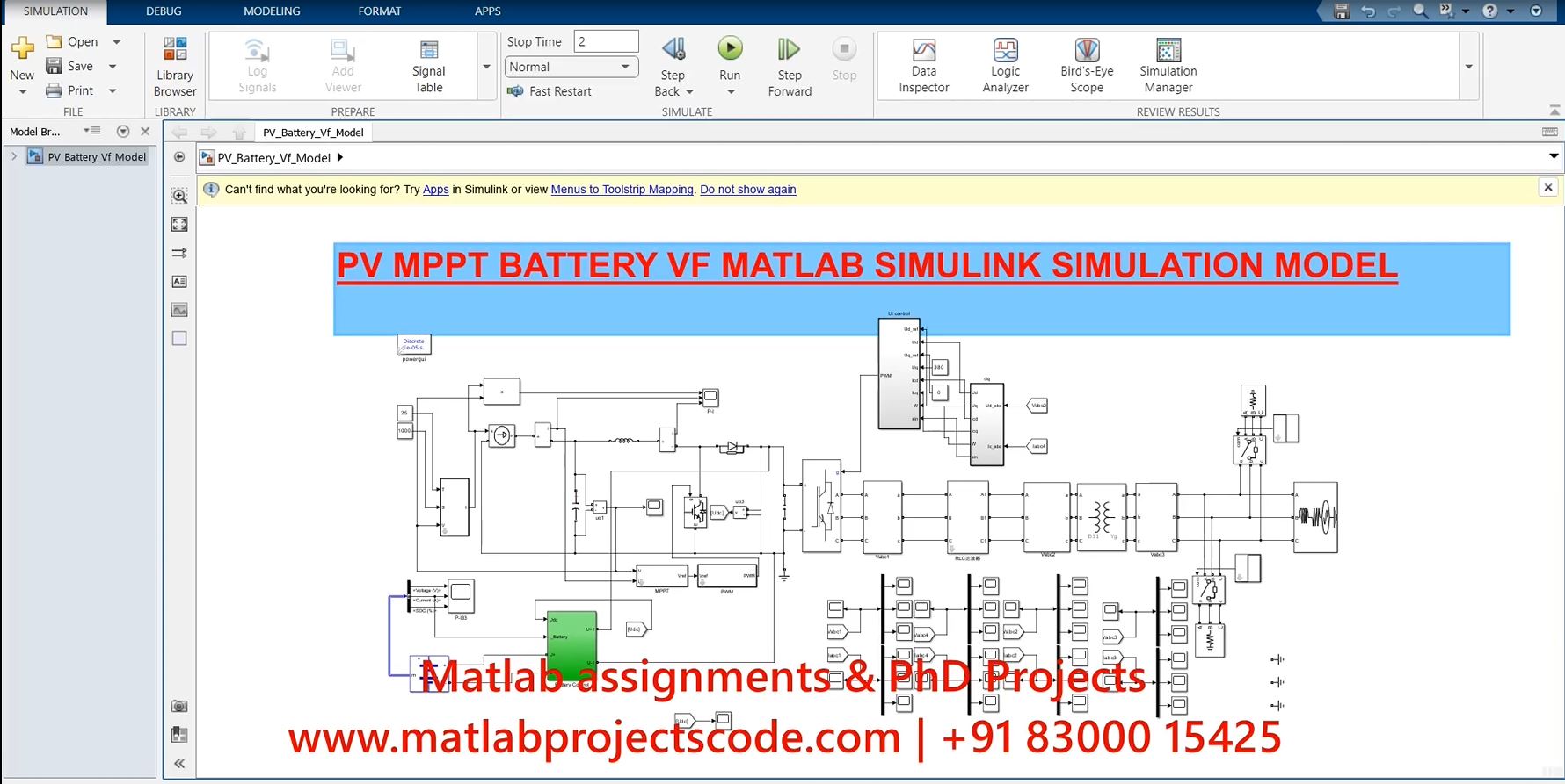 Pv Mppt Battery Vf Matlab Simulink Simulation Model project thumbnail image