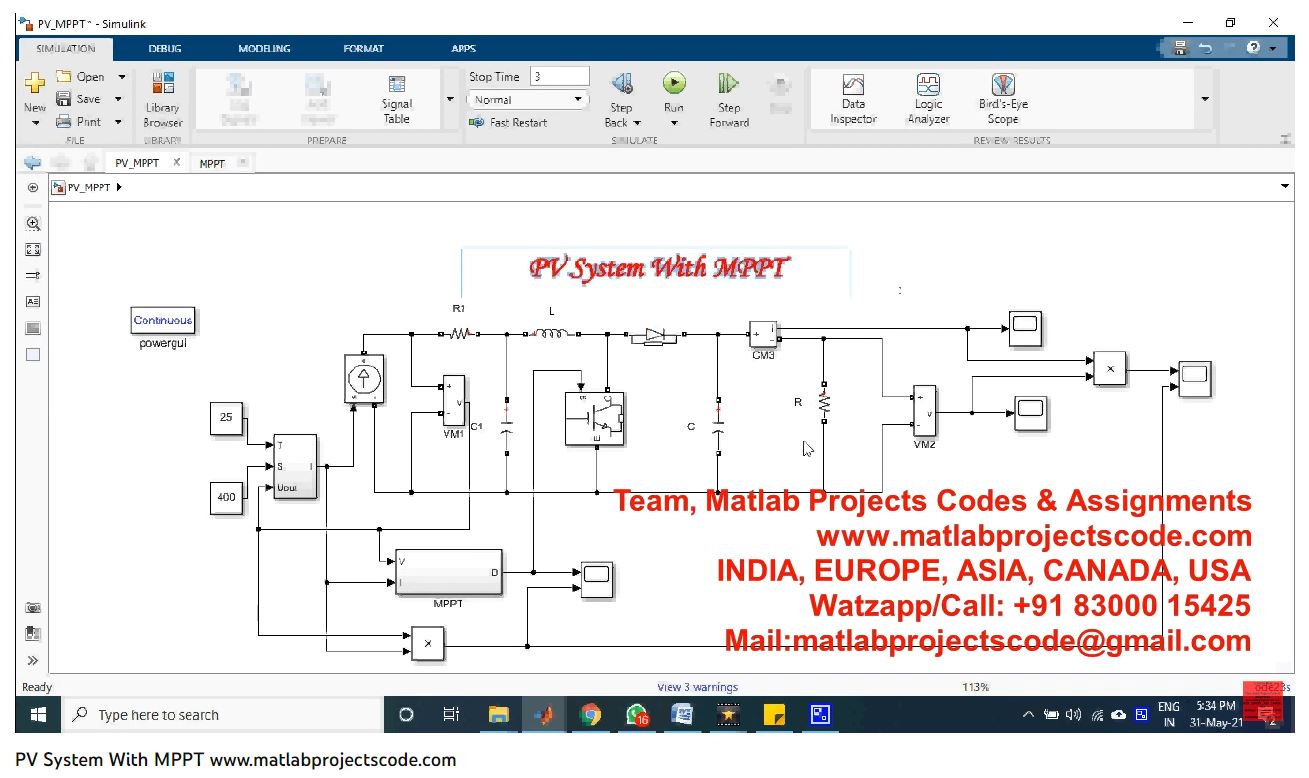 Pv System With Mppt project simulation thumbnail for Renewable Energy Engineering
