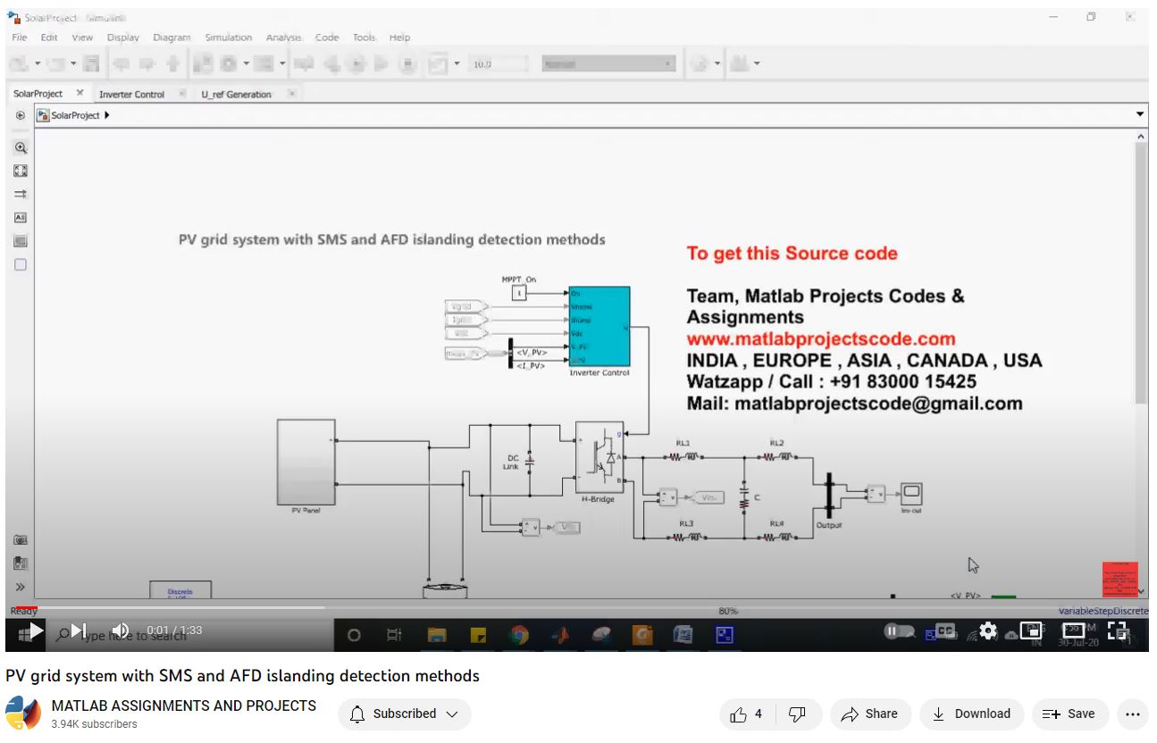 Pv Grid System With Sms And Afd Islanding Detection Methods project simulation thumbnail for Renewable Energy Engineering