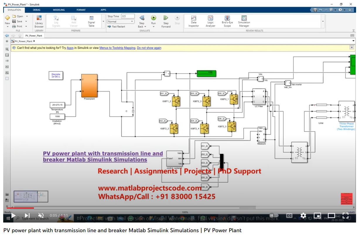 Pv Power Plant With Transmission Line And Breaker Matlab Simulink Simulations project thumbnail image
