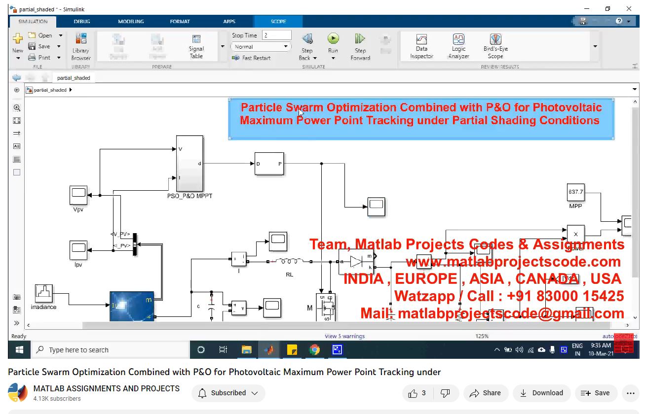 Particle Swarm Optimization Combined With P O For Photovoltaic Maximum Power Point Tracking Under Partial Shading Conditions project simulation thumbnail for Renewable Energy Engineering