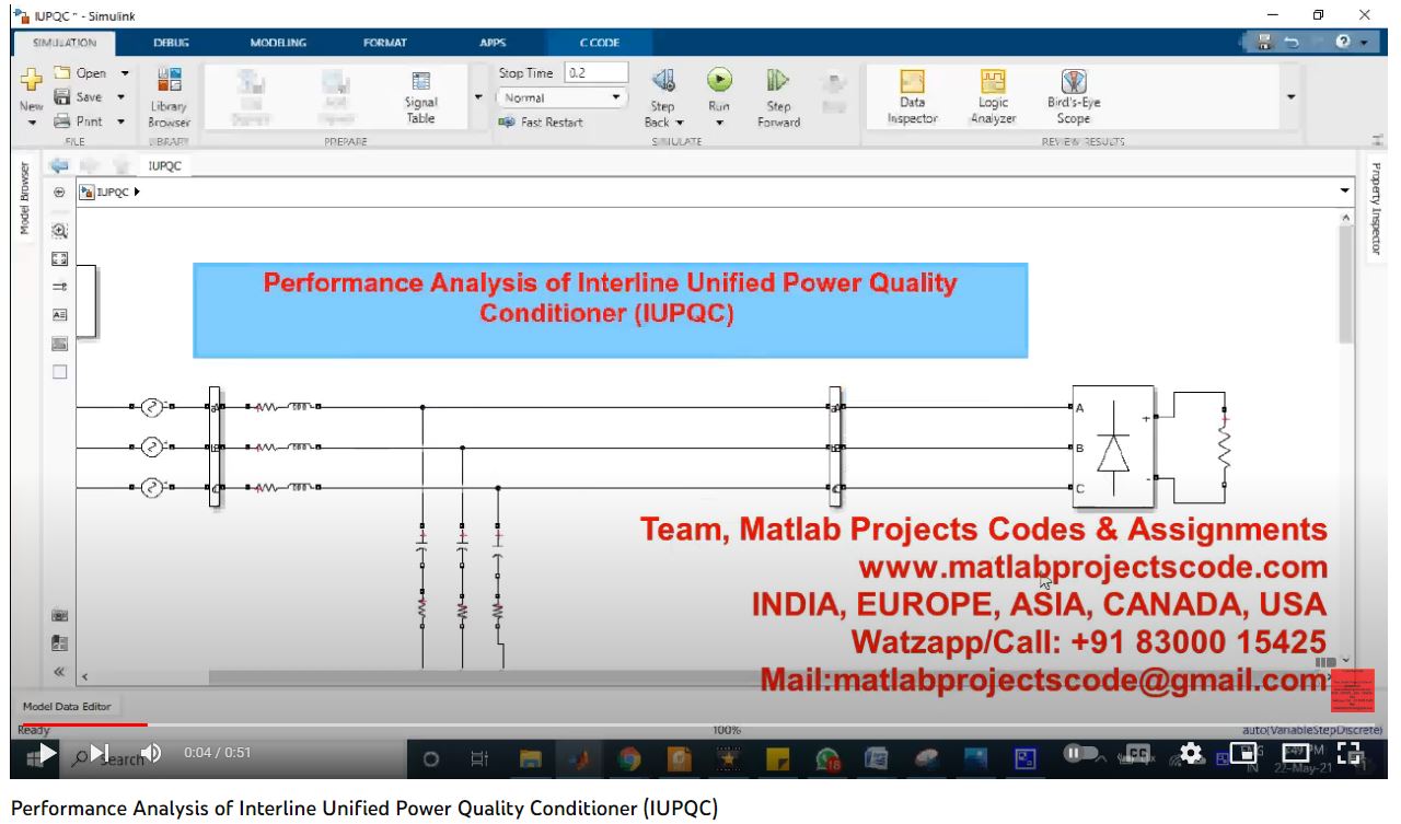 Performance Analysis Of Interline Unified Power Quality Conditioner Iupqc project simulation thumbnail for Renewable Energy Engineering