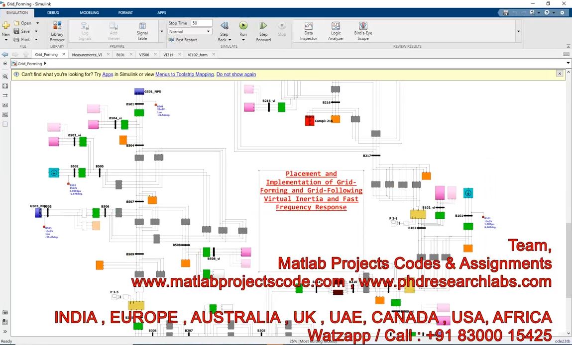 Placement And Implementation Of Grid-Forming Grid-Following Virtual Inertia Fast Frequency project simulation thumbnail for Electrical Engineering