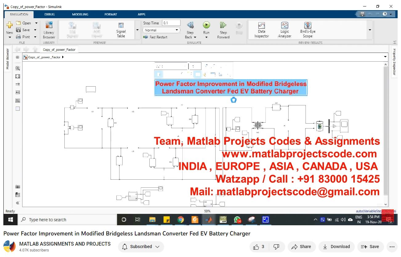 Power Factor Improvement In Modified Bridgeless Landsman Converter Fed Ev Battery Charger-Matlab Simulink-Electrical Assignments-Projects-Phd Research project thumbnail image