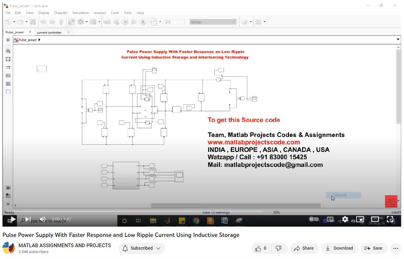 Pulse Power Supply With Faster Response And Low Ripple Current Using Inductive Storage project thumbnail image