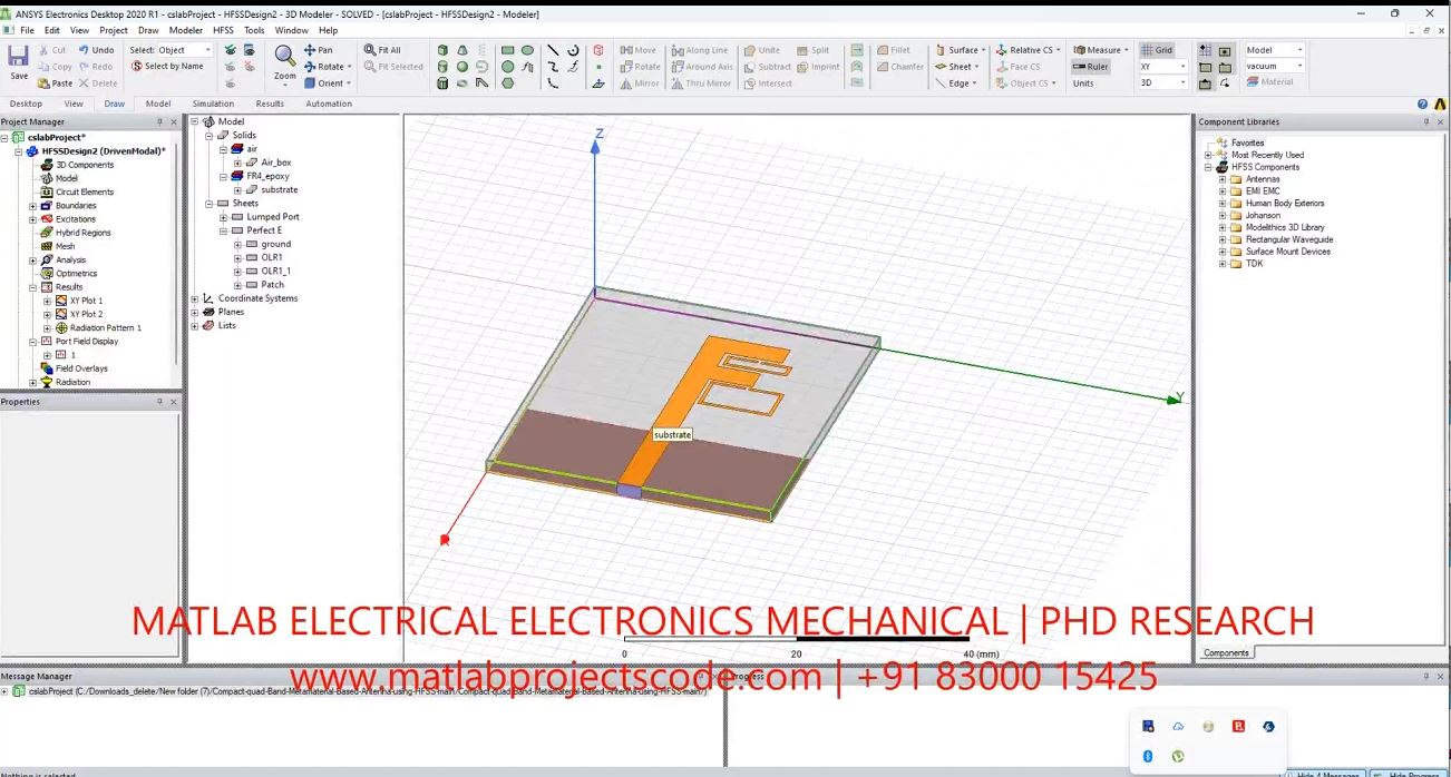 Quad Band Metamaterial Based Antenna Hfss project thumbnail image