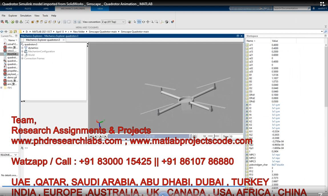 Quadrotor Simulink Model Imported From Solidworks _ Simscape _ Quadrotor Animation _ Matlab project thumbnail image