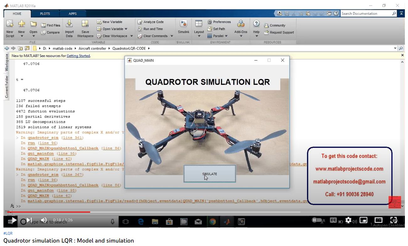 Quadrotor Simulation LQR _ Model and Simulation project thumbnail image