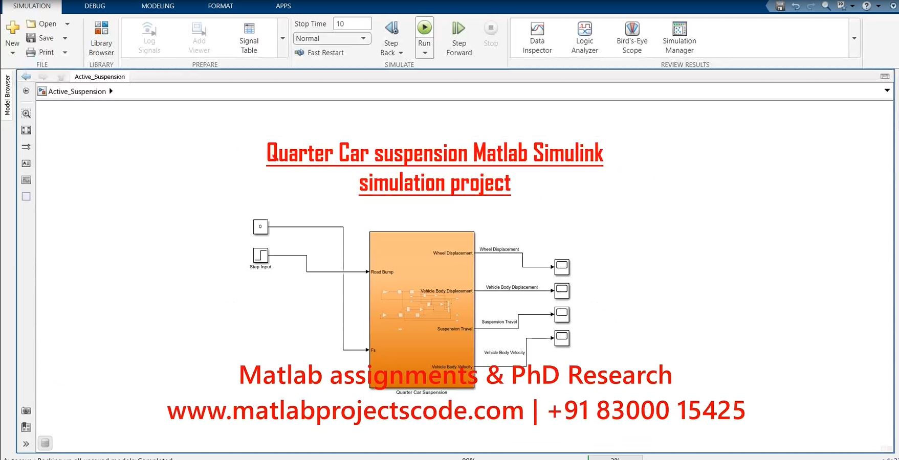Quarter Car Suspension Matlab Simulink Simulation Project project thumbnail image
