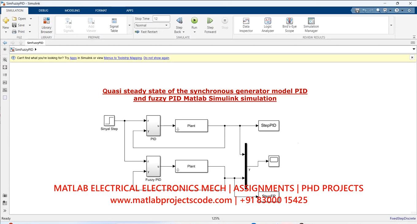 Quasi Steady State Of The Synchronous Generator Model Pid And Fuzzy Pid Matlab Simulink Simulation-Electrical - Phd Research project thumbnail image