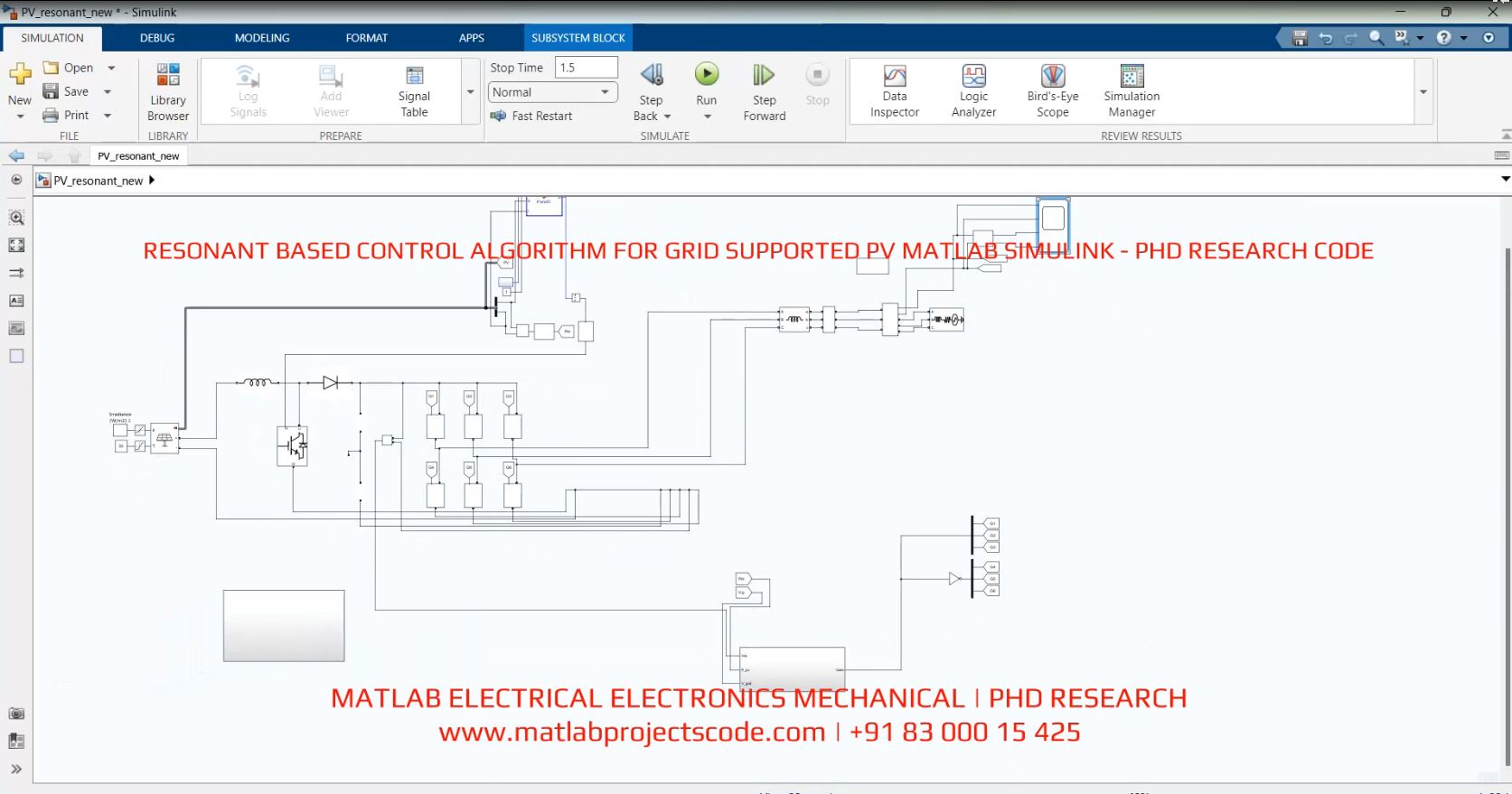 Resonant Based Control Algorithm For Grid Supported Pv Matlab Simulink - Phd Research Code project thumbnail image