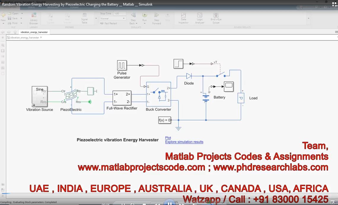 Random Vibration Energy Harvesting By Piezoelectric Charging The Battery __ Matlab __ Simulink project thumbnail image