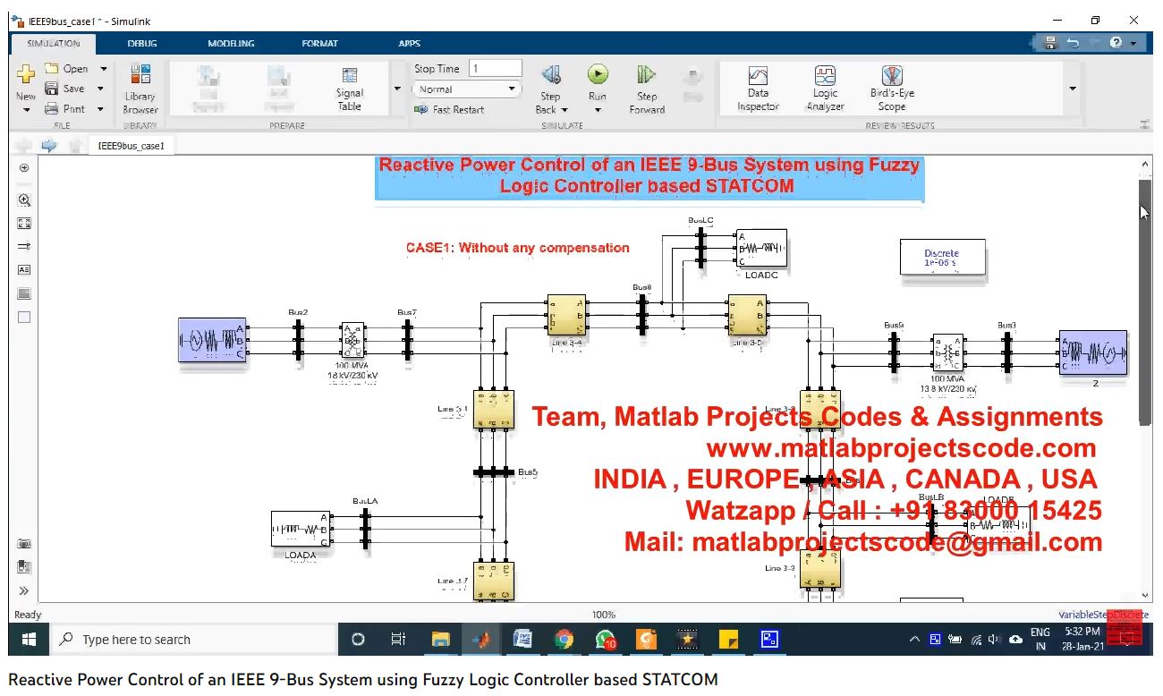 Reactive Power Control Of An Ieee 9-Bus System Using Fuzzy Logic Controller Based Statcom project simulation thumbnail for Renewable Energy Engineering