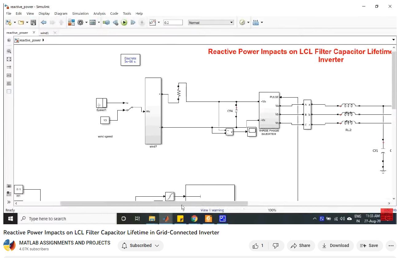 Reactive Power Impacts On Lcl Filter Capacitor Lifetime In Grid-Connected Inverter-Matlab Simulink-Electrical Assignments-Projects-Phd Research project simulation thumbnail for Renewable Energy Engineering