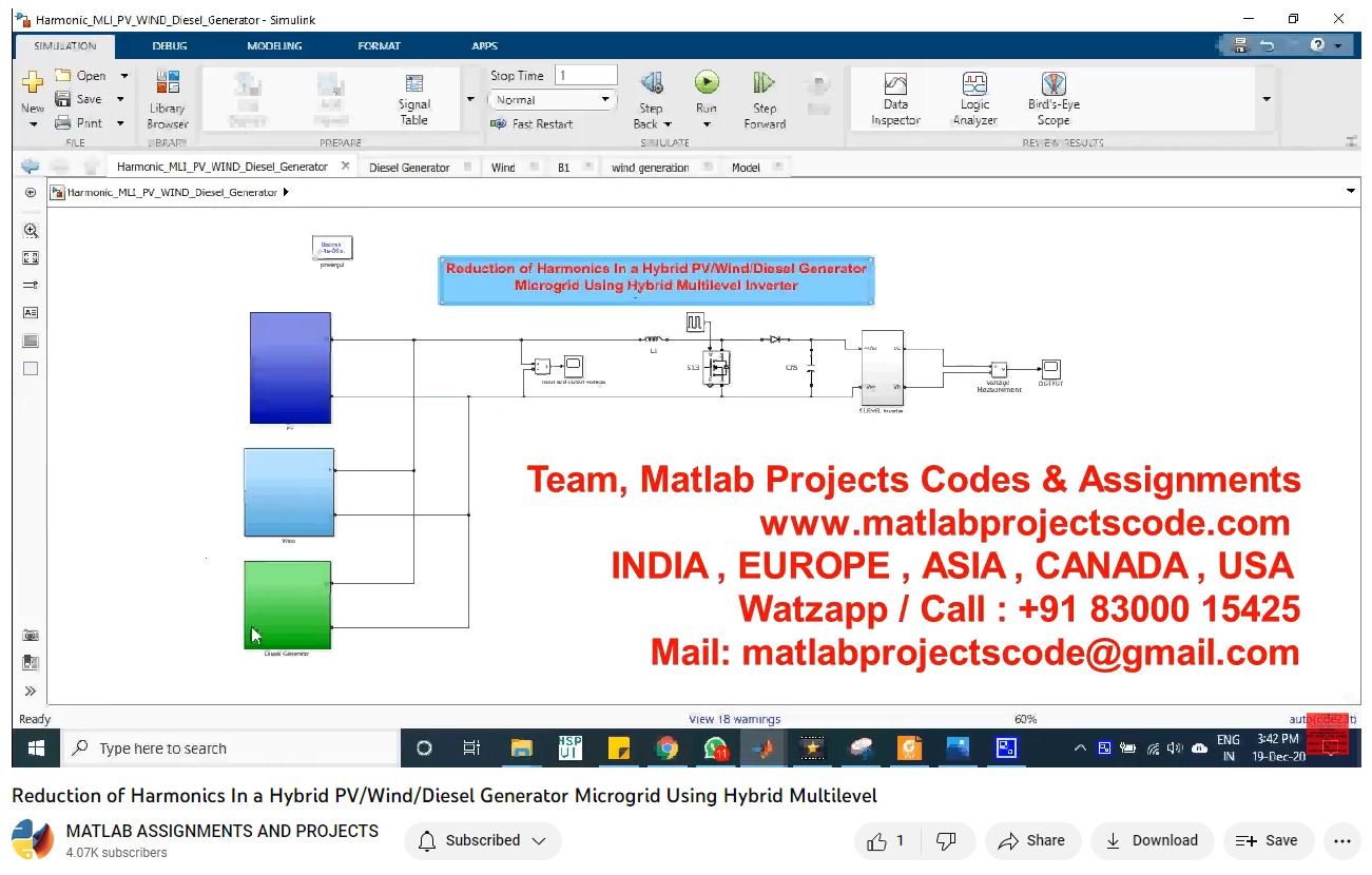 Reduction Of Harmonics In A Hybrid Pv_Wind_Diesel Generator Microgrid Using Hybrid Multilevel-Matlab Simulink-Electrical Assignments-Projects-Phd Research project thumbnail image