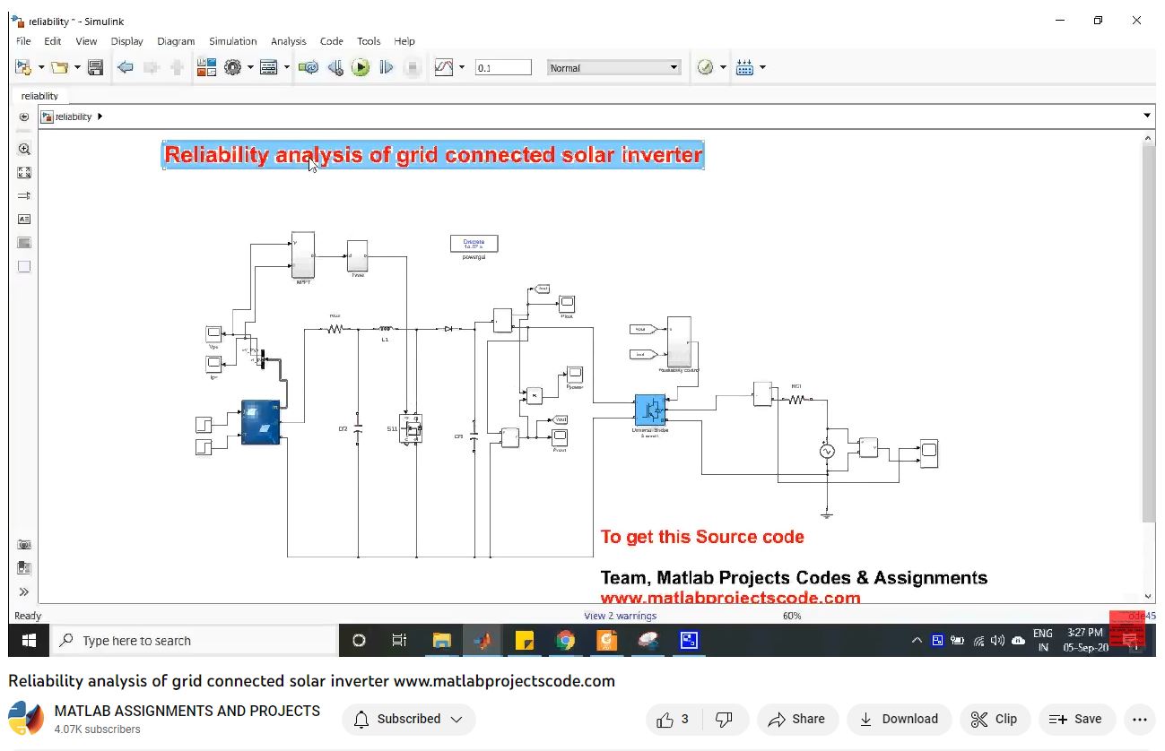 Reliability Analysis Of Grid Connected Solar Inverter-Matlab Simulink-Electrical Assignments-Projects-Phd Research project thumbnail image