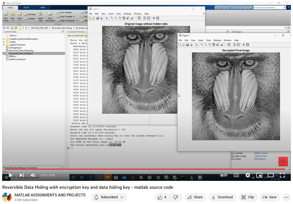 Reversible Data Hiding With Encryption Key And Data Hiding Key - Matlab Source Code project thumbnail image