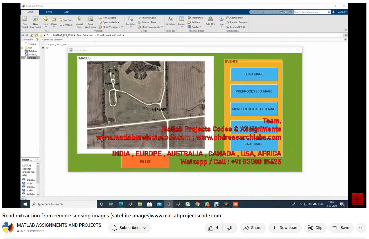 Road Extraction From Remote Sensing Images-Satellite Images-Matlab Simulink-Electrical Assignments-Projects-Phd Research project thumbnail image