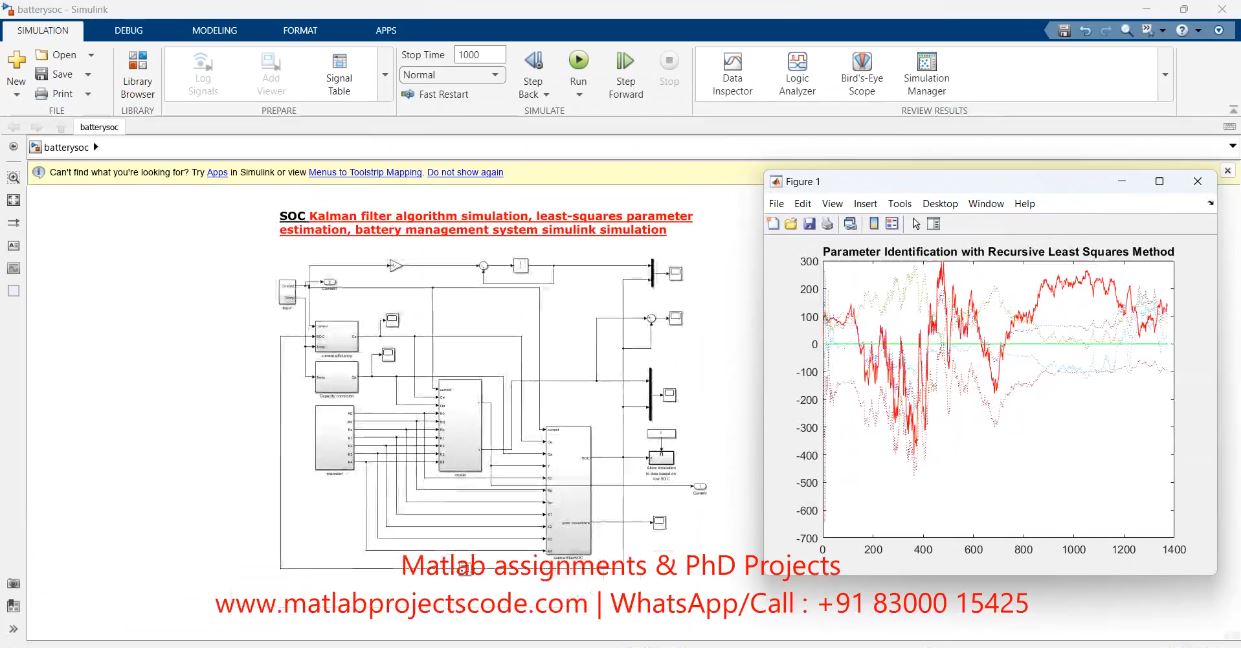 Soc Kalman Filter Algorithm Simulation Least-Squares Parameter Estimation Battery Management System Simulink Simulation project simulation thumbnail for Electrical Engineering