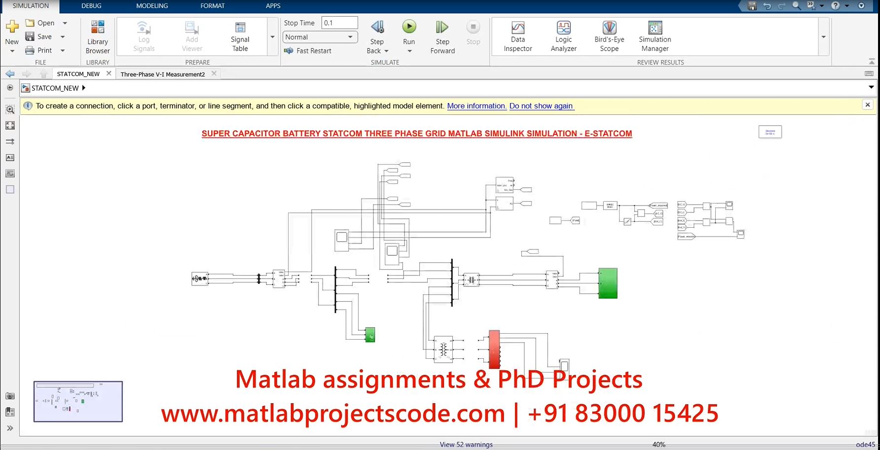 Super Capacitor Battery Statcom Three Phase Grid Matlab Simulink Simulation - E-Statcom project thumbnail image