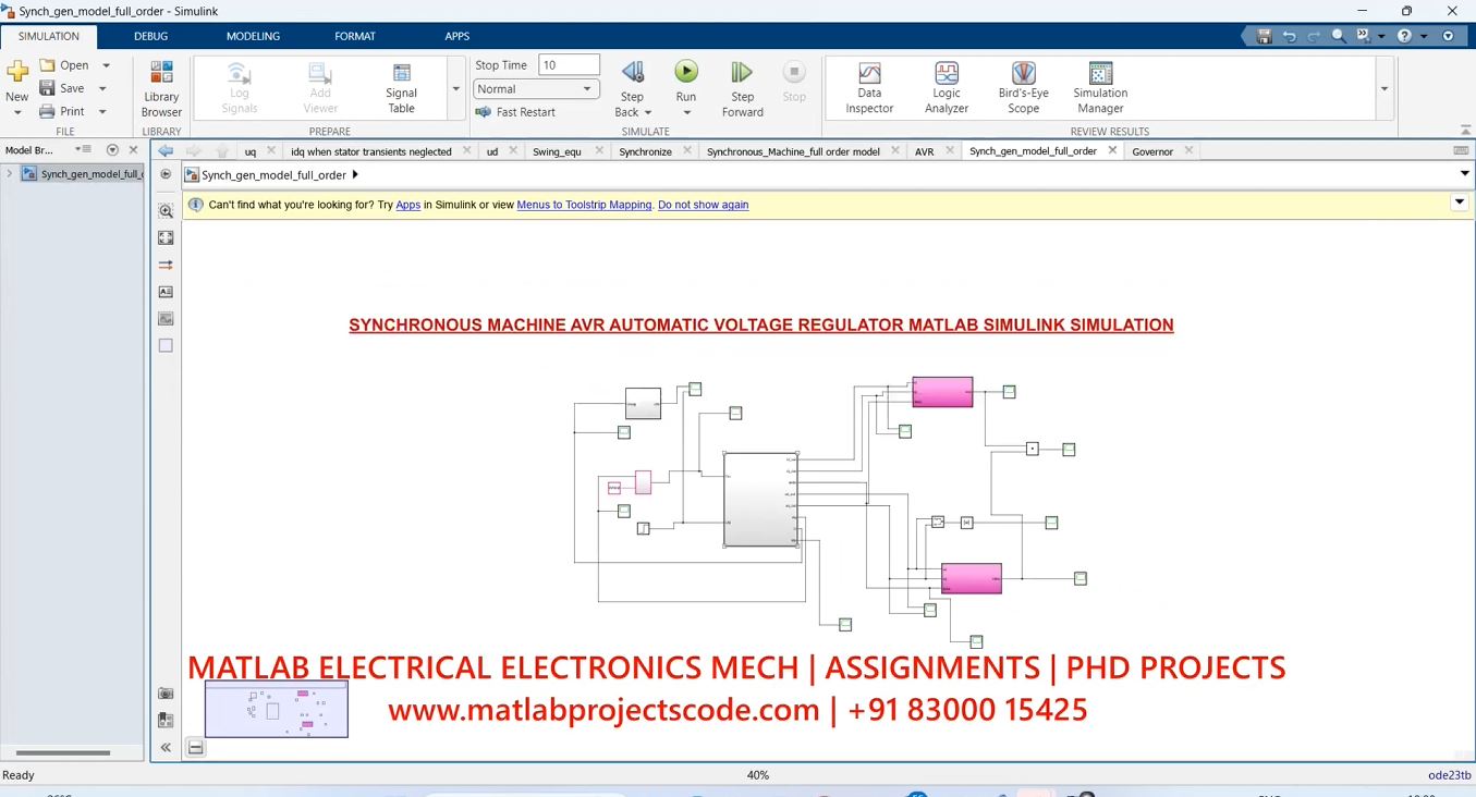 Synchronous Machine Avr Automatic Voltage Regulator Matlab Simulink Simulation-Electrical project thumbnail image