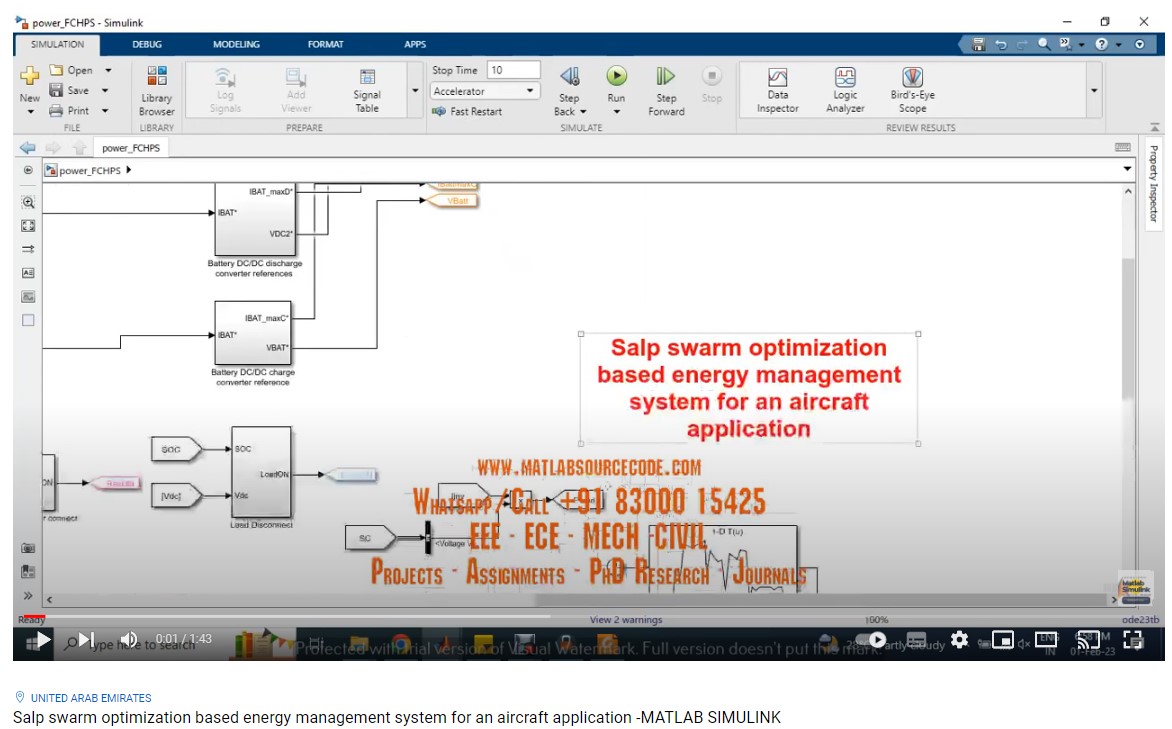 Salp Swarm Optimization Based Energy Management System For An Aircraft Application project simulation thumbnail for Renewable Energy Engineering