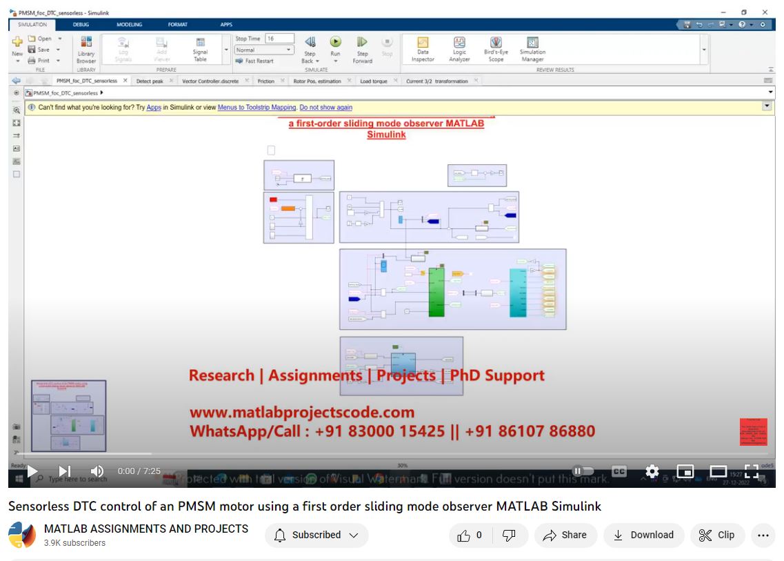 Sensorless Dtc Control Of An Pmsm Motor Using A First-Order Sliding Mode Observer Matlab Simulink project thumbnail image