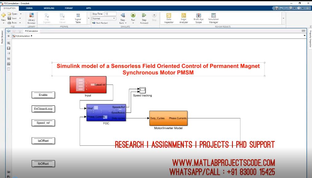 Sensorless Field Oriented Control Of Permanent Magnet Synchronous Motor Pmsm - Simulink Model project thumbnail image